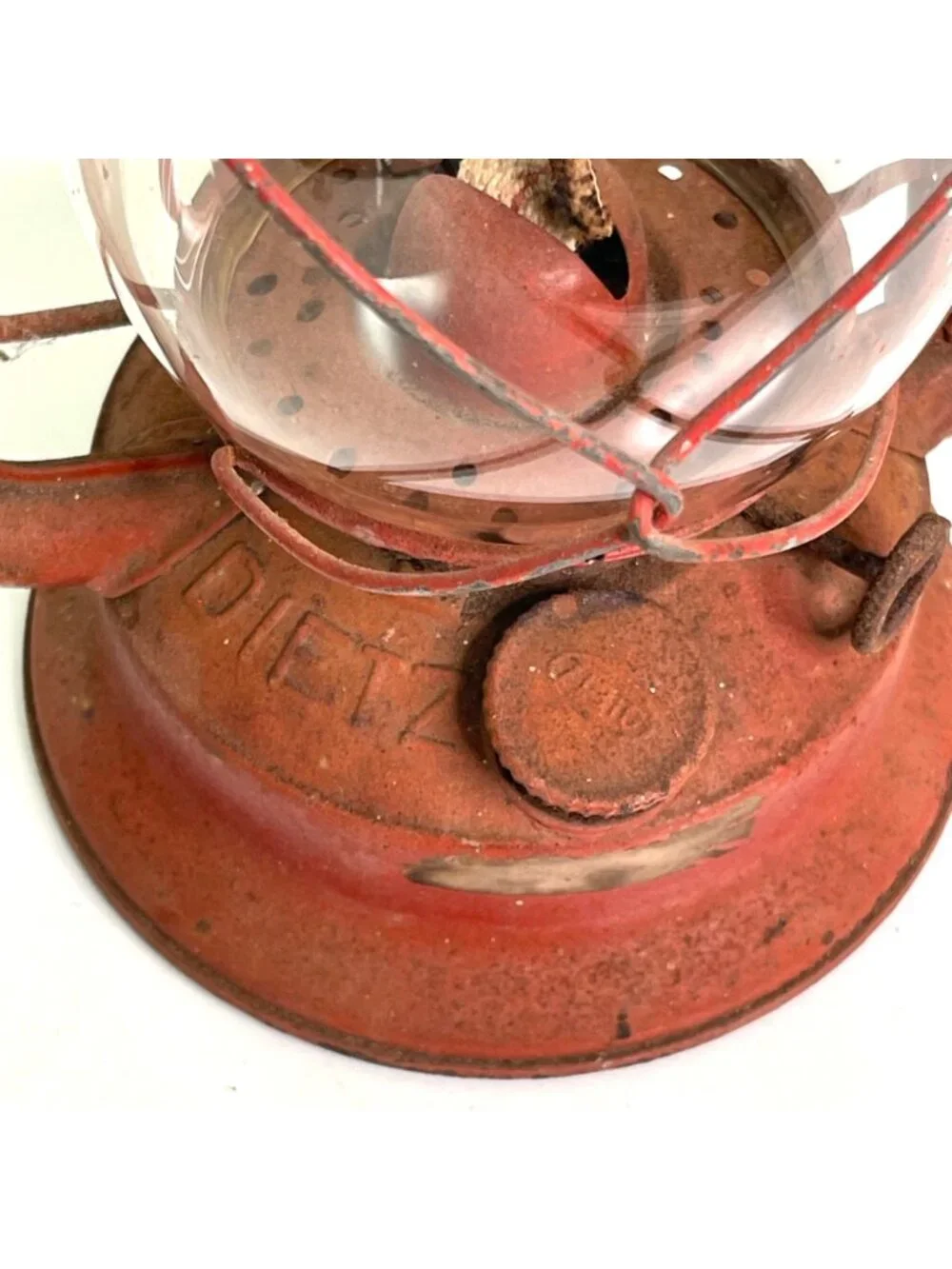 Vintage Dietz No 20 Junior Red Kerosene Lantern Original clear Globe No Dents